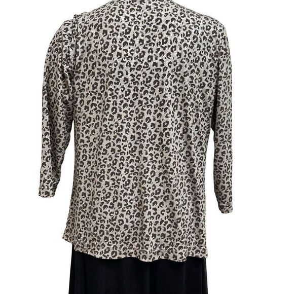 Chicos Travelers Animal Print Open Front Cardigan Lightweight Size 1 Medium - Picture 4 of 8